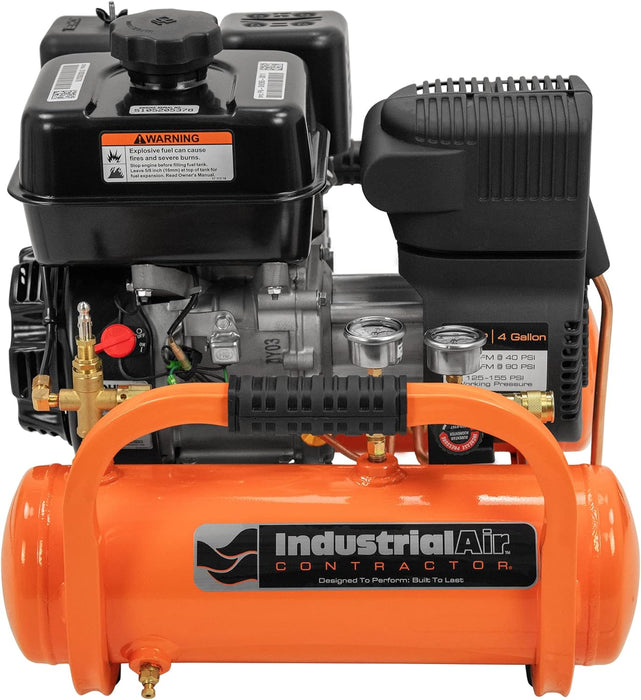 Contractor 4 Gallon Gas Air Compressor, 196cc Kohler SH270 Engine, Direct Drive Pump, 55 dB Quiet Operation, Portable Gas Air Compressor, Durable and Efficient Design