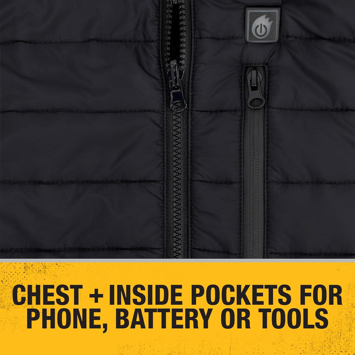 DEWALT (DCHV095BD1) Cold Weather Men's Heated Puffer Vest Kit with Battery - Black, Size L