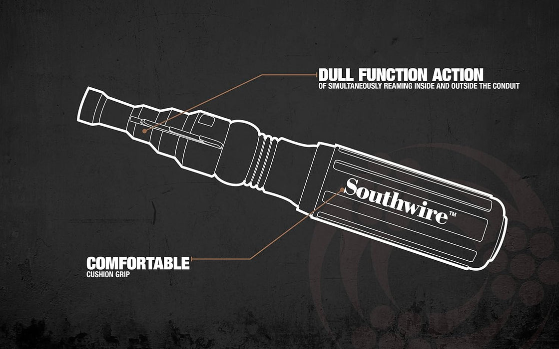 Southwire SDCFR Conduit Fitting Reaming Screwdriver; Heavy Duty; Dual Function; Multi Use Detachable Head; Compatible with Drill; Cushion Grip Handles for Comfort
