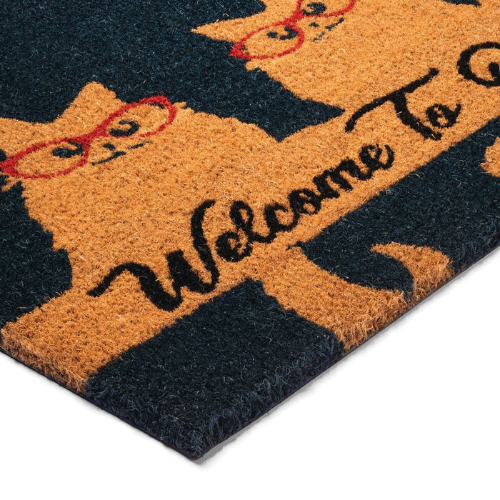 Notrax Welcome Cats, Vinyl-Backed Natural Coir Doormat, Entry Mat for Indoor or Outdoor Use, 18"x30", C12 (C12S1830CW)
