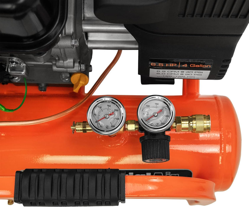 Contractor 4 Gallon Gas Air Compressor, 196cc Kohler SH270 Engine, Direct Drive Pump, 55 dB Quiet Operation, Portable Gas Air Compressor, Durable and Efficient Design