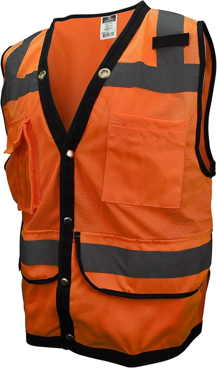 Radians - SV592Z-O SV59-2ZOD-4X Class 2 Heavy Duty Surveyor Safety Vest, Orange Mesh Solid, 4 Extra Large