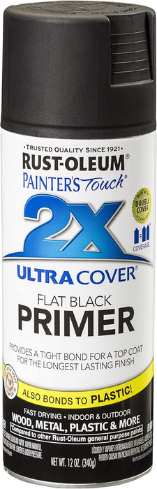 Rust-Oleum 249846 Painter's Touch 2X Ultra Cover, 12 Oz, Flat Black Primer (Pack of 1)