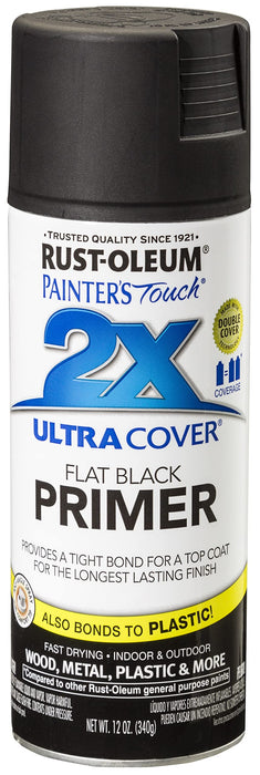 Rust-Oleum 249846 Painter's Touch 2X Ultra Cover, 12 Oz, Flat Black Primer (Pack of 1)