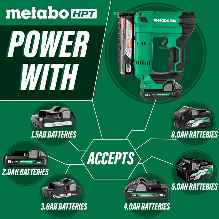 Metabo HPT 18V MultiVolt Cordless 23-Gauge Pin Nailer Kit | Includes Battery and Charger | Double Trigger for Maximum Safety | One Piece Nose Structure | Dry Fire Lockout | NP1835DA