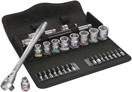 Wera Tools (05004048001) 8100 SB 8 Zyklop Metal Ratchet Set with Switch Lever, 3/8" Drive, Metric, 29 Pieces