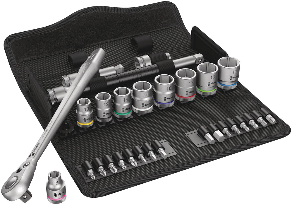 Wera Tools (05004048001) 8100 SB 8 Zyklop Metal Ratchet Set with Switch Lever, 3/8" Drive, Metric, 29 Pieces