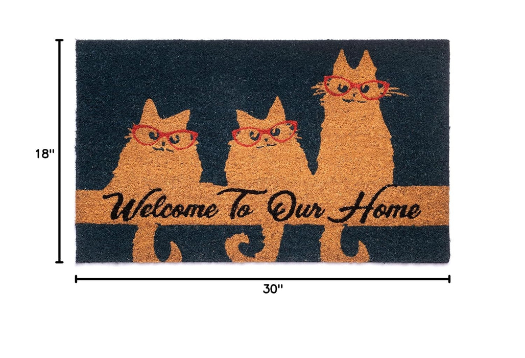 Notrax Welcome Cats, Vinyl-Backed Natural Coir Doormat, Entry Mat for Indoor or Outdoor Use, 18"x30", C12 (C12S1830CW)