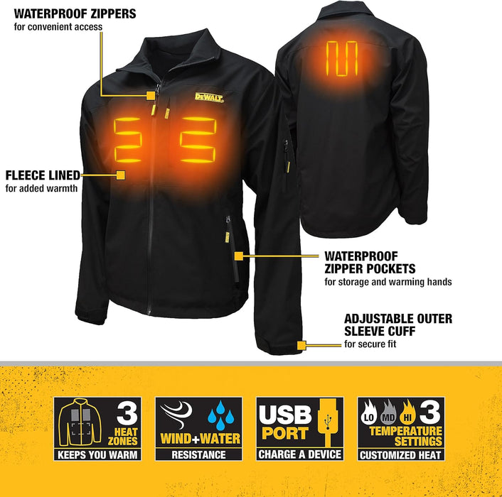 DEWALT Men's Structured Soft-Shell Heated Jacket, Large, Black - DCHJ090BD1