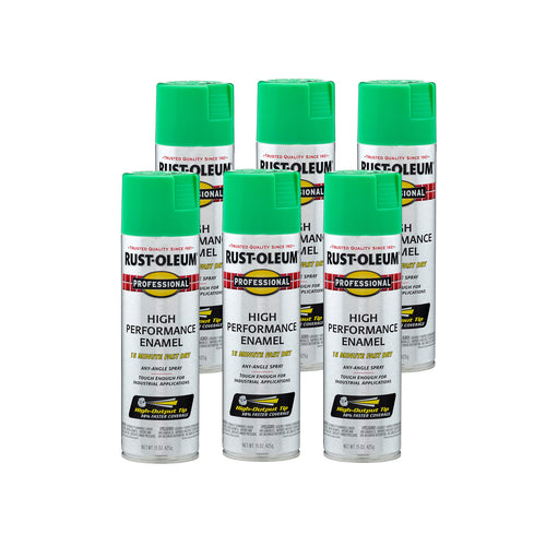 Rust-Oleum 7533838 Professional High Performance Enamel Spray Paint, 15 oz, Gloss Safety Green (Pack of 6)