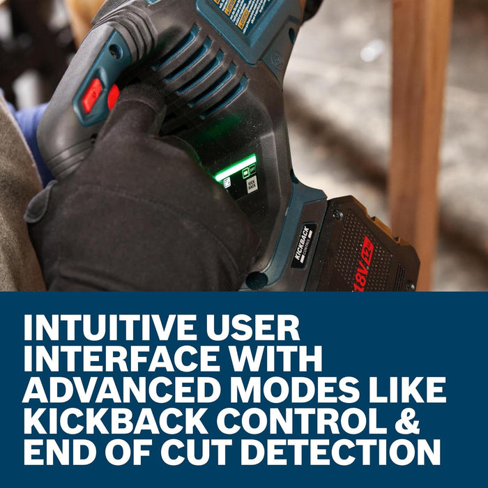 BOSCH GSA18V-126N PROFACTOR 18V Reciprocating Saw - 1-1/4" Stroke, 0-3000 SPM, BITURBO Brushless, KickBack Control, 6 Speed Settings, Tool-Free Blade Change (Bare Tool)
