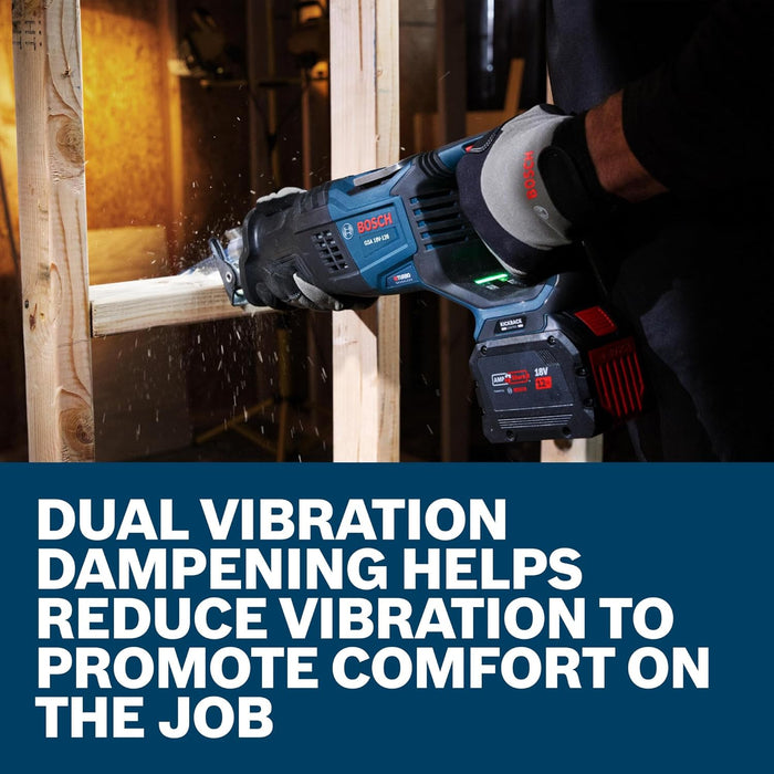 BOSCH GSA18V-126N PROFACTOR 18V Reciprocating Saw - 1-1/4" Stroke, 0-3000 SPM, BITURBO Brushless, KickBack Control, 6 Speed Settings, Tool-Free Blade Change (Bare Tool)