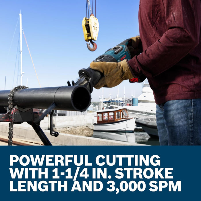 BOSCH GSA18V-126N PROFACTOR 18V Reciprocating Saw - 1-1/4" Stroke, 0-3000 SPM, BITURBO Brushless, KickBack Control, 6 Speed Settings, Tool-Free Blade Change (Bare Tool)