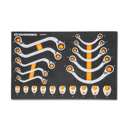 GEARWRENCH GWMSSRWMM 20 Piece Specialty Ratcheting Metric Wrench Set in Foam Storage Tray