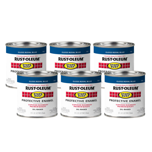 Rust-Oleum 7727730 Stops Rust Brush On Paint, Half Pint, Gloss Royal Blue, 48 Fl Oz (Pack of 6)
