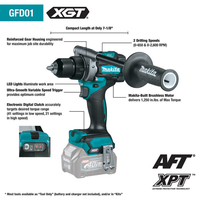 Makita (GFD01Z) 40V Max XGT Brushless Cordless 1/2" Driver‑Drill (Bare Tool)