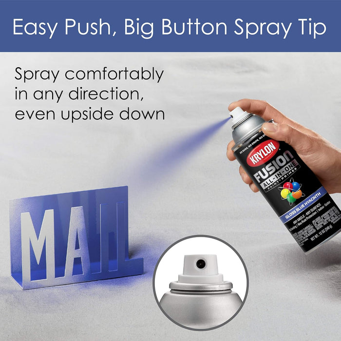 Krylon Fusion All-In-One Adhesive Spray Paint for Indoor/Outdoor Use, 12 oz, Blue Hyacinth Blue Hyacinth 12 Ounce (Pack of 1) Gloss