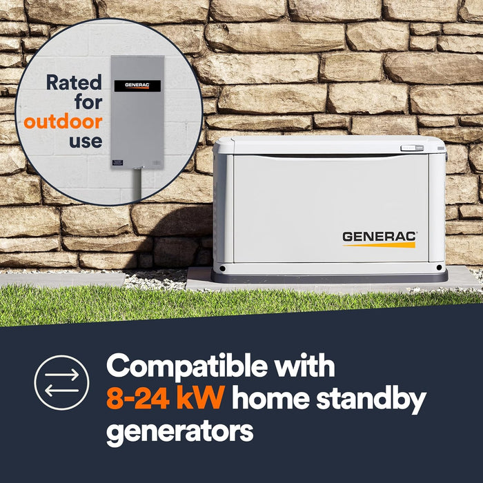 Generac | RXSW150A3 | Generac 150 Amp Single Phase Generator Automatic Transfer Switch - Service Entrance Rated - NEMA 3R Outdoor Rated Aluminum Enclosure - Power Management for Indoor and Outdoor Use