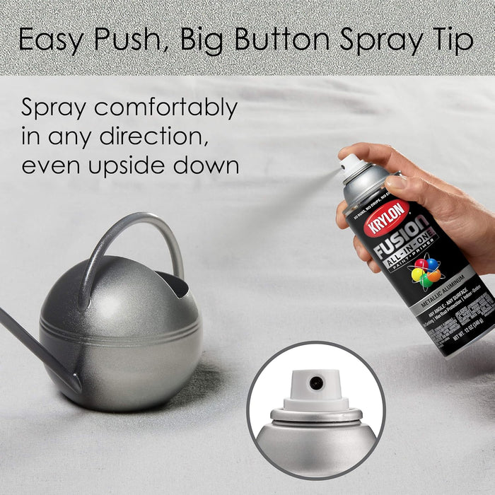 Krylon Fusion All-In-One Adhesive Spray Paint for Indoor/Outdoor Use, 12 oz, Metallic Aluminum (Pack of 1)