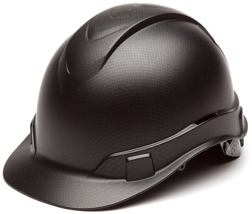 Pyramex Ridgeline Cap Style 4 Point Ratchet Hard Hat, Matte Black Graphite Pattern