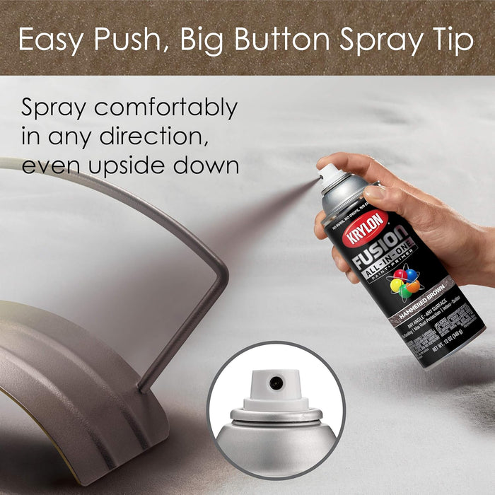 Krylon Fusion All-In-One Adhesive Hammered Finish Spray Paint for Indoor/Outdoor Use, 12 oz, Brown (Pack of 1)