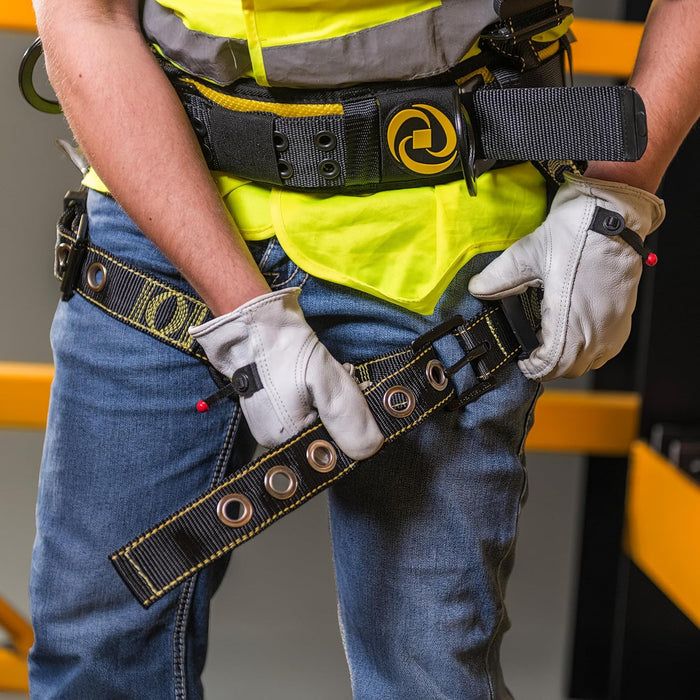 Guardian (21032) Cyclone Construction Harness with Waist Pad, Side D-Rings, OSHA & ANSI Compliant, Black/Yellow, XX-Large Harness