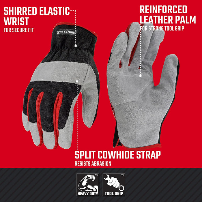 Radians CMXPGRA216L Craftsman Performance Hybrid Leather Work Glove, Red, Large (Pack of 1 Pair)
