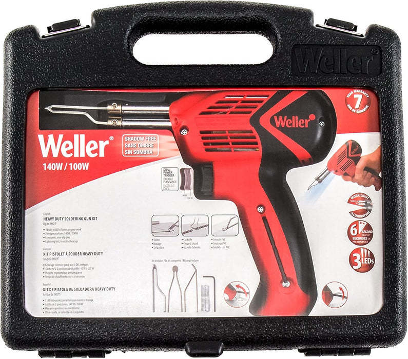 Weller 9400PKS 120V Dual Heat 140/100W Universal Soldering Gun Kit with 6 Second Heat Up Time and LED Lighting