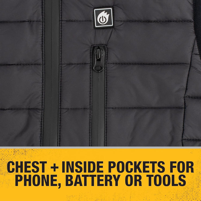 DEWALT Women's Standard Lightweight Puffer Heated Vest Kit, Black, Small - DCHV094D1