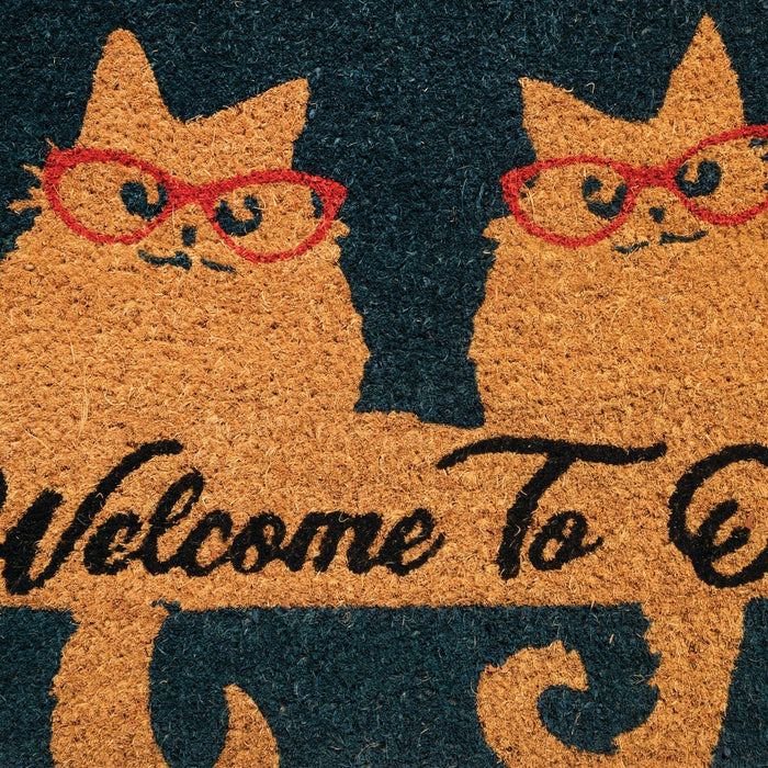Notrax Welcome Cats, Vinyl-Backed Natural Coir Doormat, Entry Mat for Indoor or Outdoor Use, 18"x30", C12 (C12S1830CW)