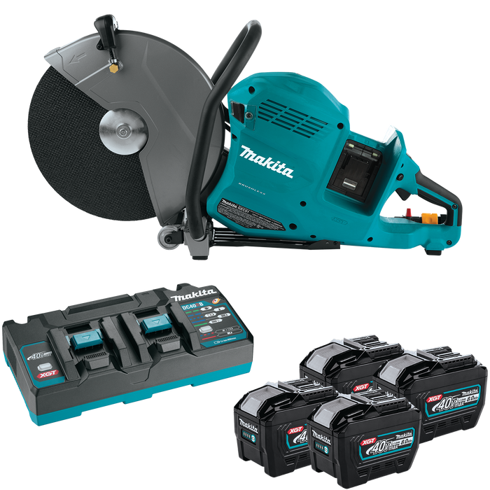 Makita (GEC01PL4) 80V Max (40V Max X2) XGT Brushless 14 In. Power Cutter Kit with 4 Batteries, AFT, Electric Brake
