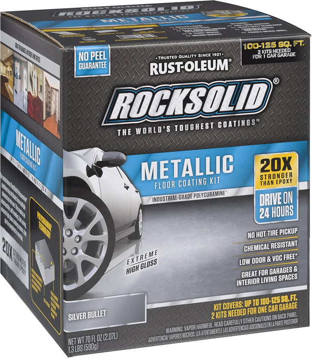 Rust-Oleum 286983 Metallic Floor Coating Kit - Silver Bullet, 70 Fl Oz (Pack of 1)
