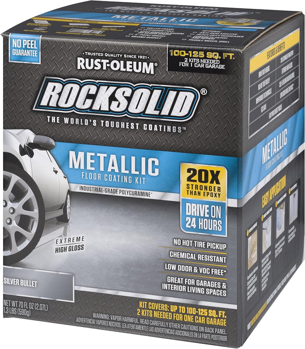 Rust-Oleum 286983 Metallic Floor Coating Kit - Silver Bullet, 70 Fl Oz (Pack of 1)