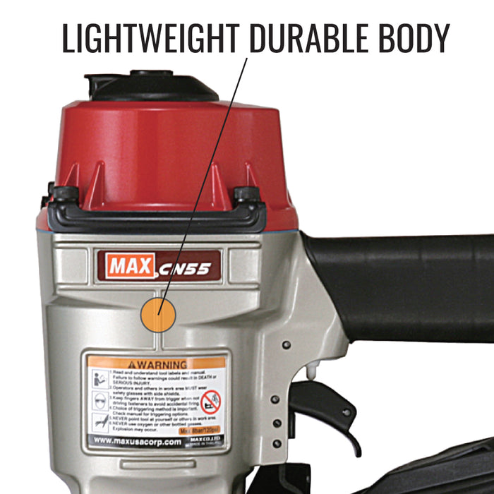MAX USA CN55 Heavy Duty Coil Nailer, Up to 2-1/4 In.