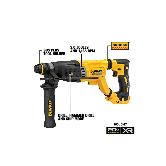 DeWALT 20V DCH263B MAX XR Brushless 1-1/8 In. SDS Plus D-Handle Rotary Hammer (Bare Tool)