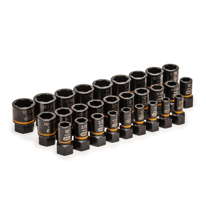 GEARWRENCH 84784 28 Pc. 1/4" & 3/8" Drive Bolt Biter Impact Extraction Socket Set