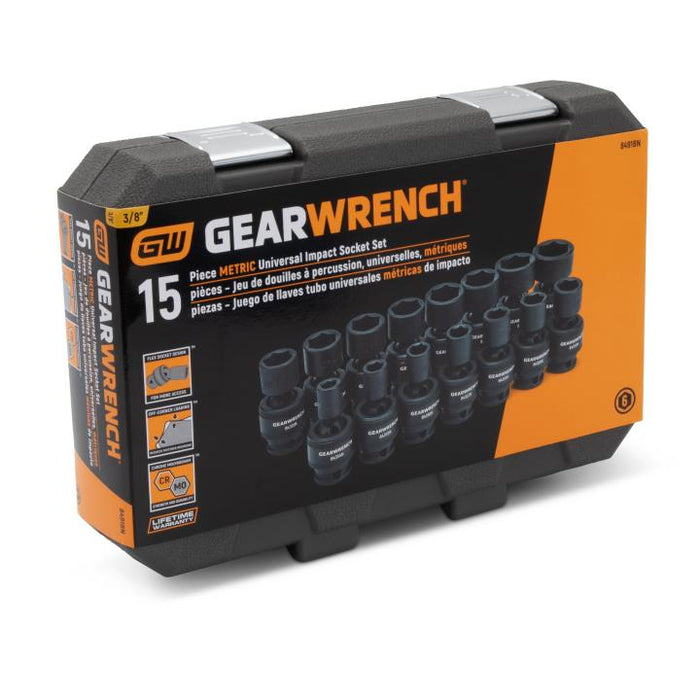 GEARWRENCH 84918N 15 Piece 3/8" Drive 6 Point Standard Universal Impact Metric Socket Set