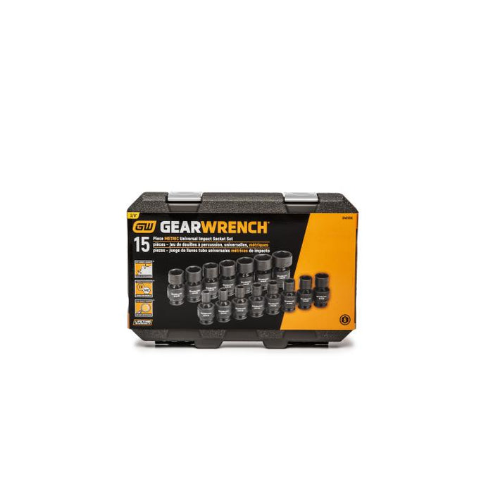 GEARWRENCH 84918N 15 Piece 3/8" Drive 6 Point Standard Universal Impact Metric Socket Set