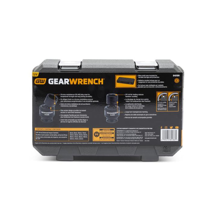 GEARWRENCH 84918N 15 Piece 3/8" Drive 6 Point Standard Universal Impact Metric Socket Set