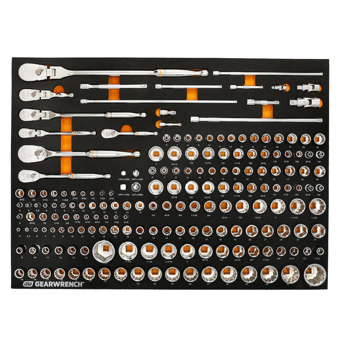 GEARWRENCH MEGAMOD 614-Piece Master Mechanics Hand Tool Set with Modular Foam Trays and Mobile Work Station