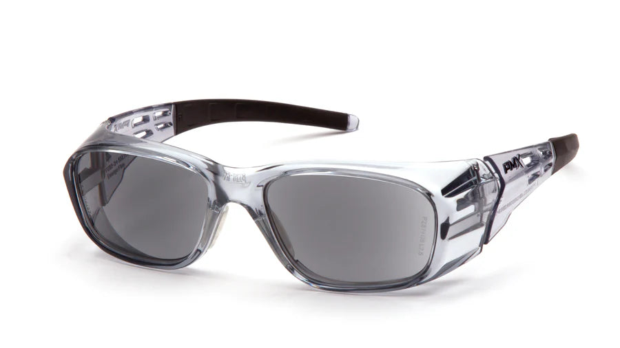 Pyramex Emerge Plus Readers Safety Glass Gray Frame Clear Full Reader 2.5 Diopter Lens-SG9820R25