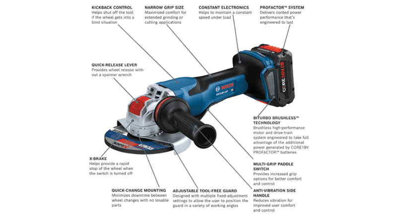 Bosch PROFACTOR  18V X-Lock Angle Grinder w/Paddle Switch Kit