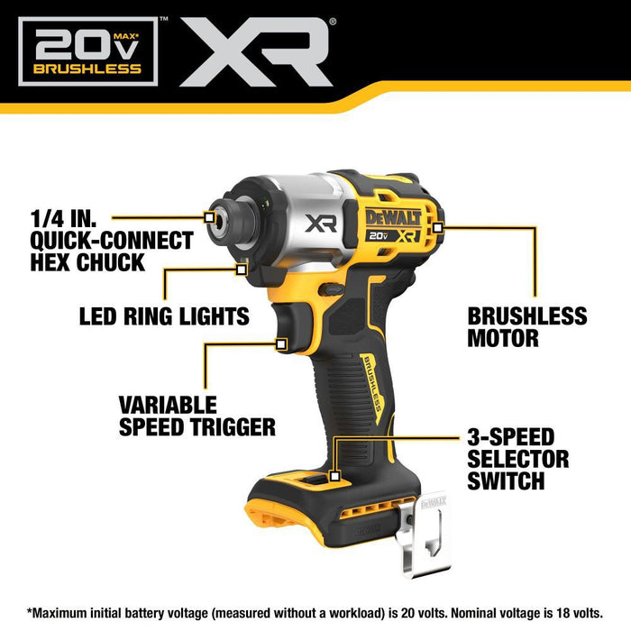 DeWALT 20V (DCF845B) MAX XR 1/4 In. Impact Driver (Bare Tool)