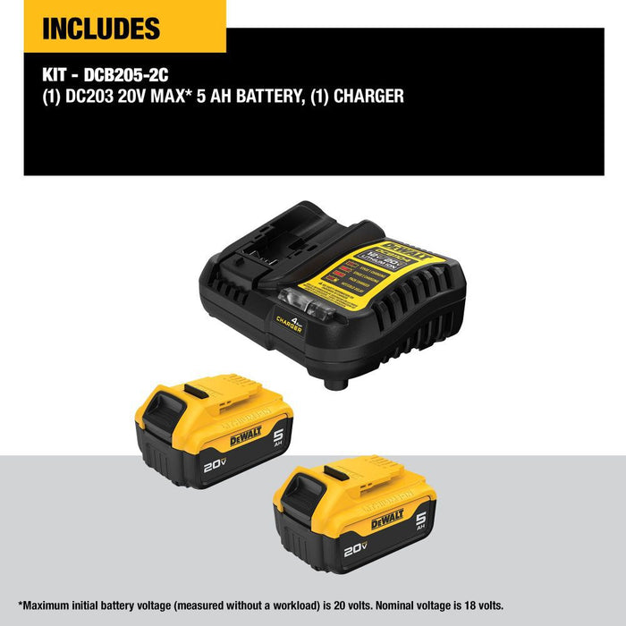 DEWALT 20V (DCB205-2C) MAX XR Premium Lithium-Ion 5Ah Starter Kit