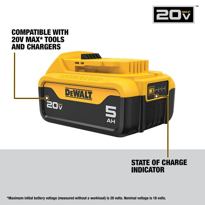 DEWALT 20V (DCB205-2C) MAX XR Premium Lithium-Ion 5Ah Starter Kit