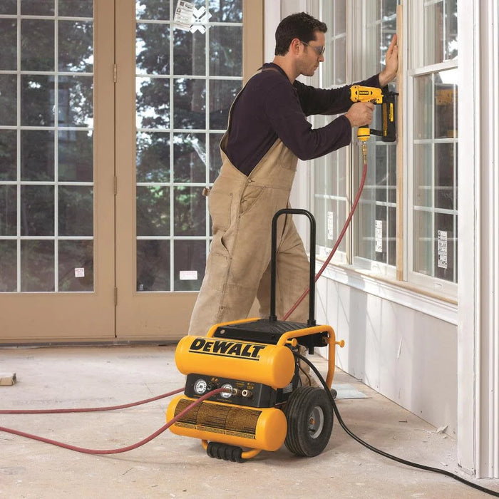 DeWALT (D55154) 1.1 HP Continuous 4 Gal Electric Wheeled Dolly-Style Air Compressor with Panel