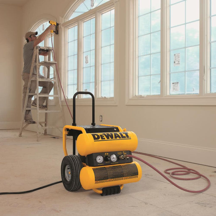 DeWALT (D55154) 1.1 HP Continuous 4 Gal Electric Wheeled Dolly-Style Air Compressor with Panel
