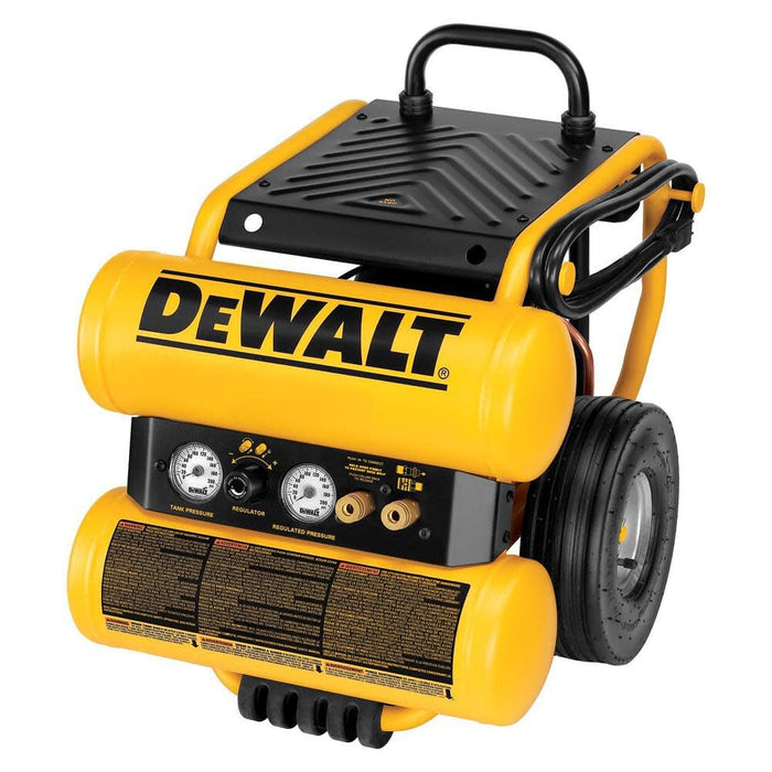 DeWALT (D55154) 1.1 HP Continuous 4 Gal Electric Wheeled Dolly-Style Air Compressor with Panel