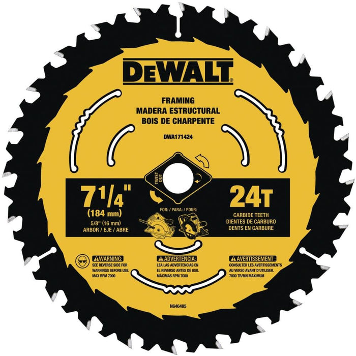 DEWALT (DWA171424) Tough Track 7-1/4 In. Circular Saw Blade 24T (Pack of 1)