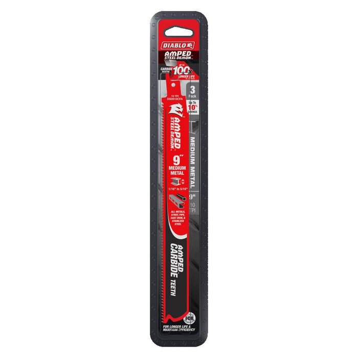Diablo 9-Inch Steel Demon Amped Medium Metal Carbide Reciprocating Saw Blade (3 Pack)